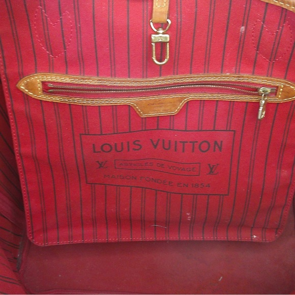 Authentic Louis Vuitton Neverfull MM Tote Monogram Canvas Red Interior w/ COA - Picture 13 of 16
